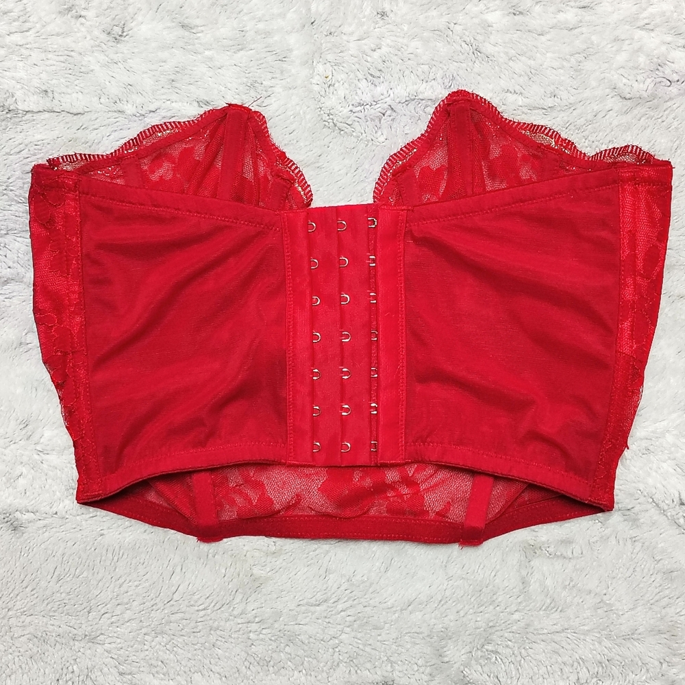 NWT Victoria's Secret Dream Angels Scalloped Lace Bustier Red Women's 32DD NEW! - Picture 6 of 8